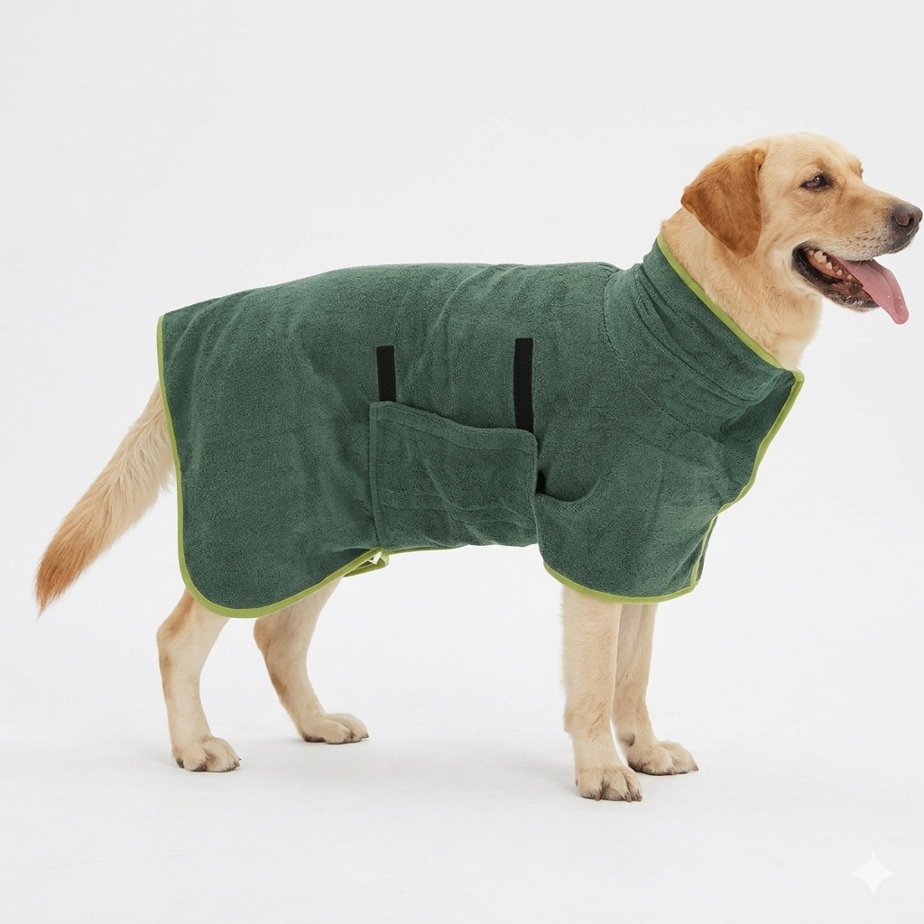 Fast-Drying Pet Bathrobe Towel - Adjustable, Multiple Sizes