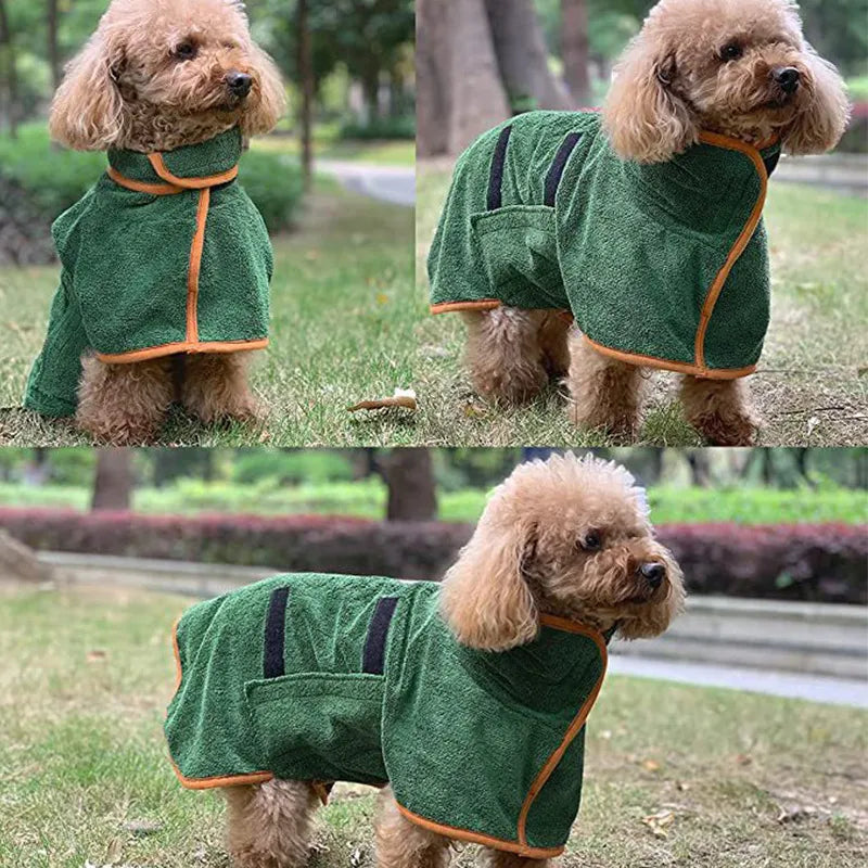 Fast-Drying Pet Bathrobe Towel - Adjustable, Multiple Sizes