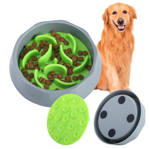 2-in-1 Slow Feeder Dog Bowl Insert - Silicone, Fits Most Bowls