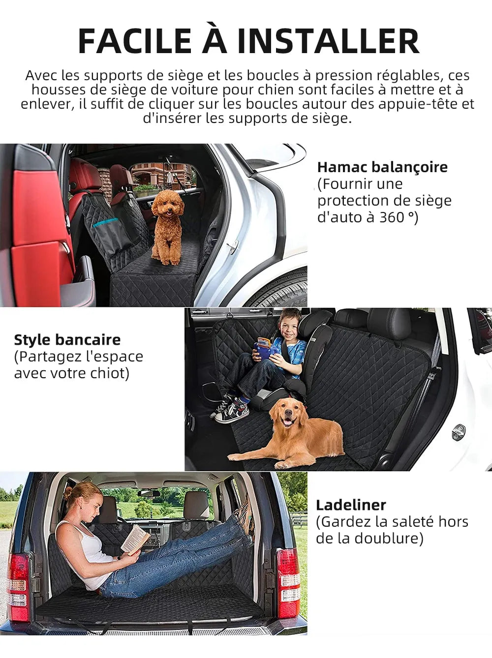 Dog Car Seat Cover - Waterproof Hammock with Mesh Window