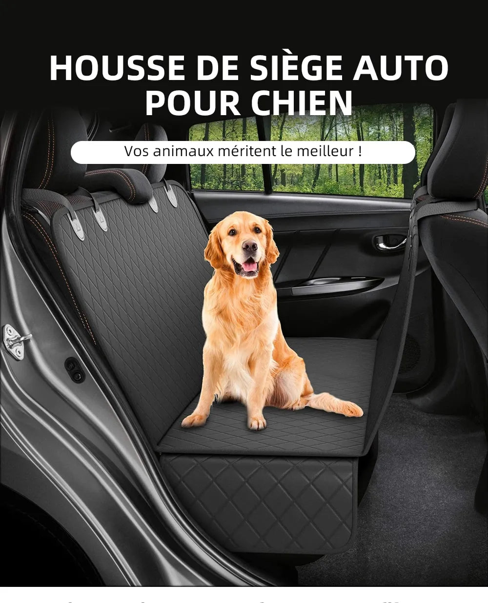 Dog Car Seat Cover - Waterproof Hammock with Mesh Window